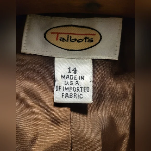 TALBOTS Women's Neutral Brown Tweed Jacket 14 - Picture 3 of 12